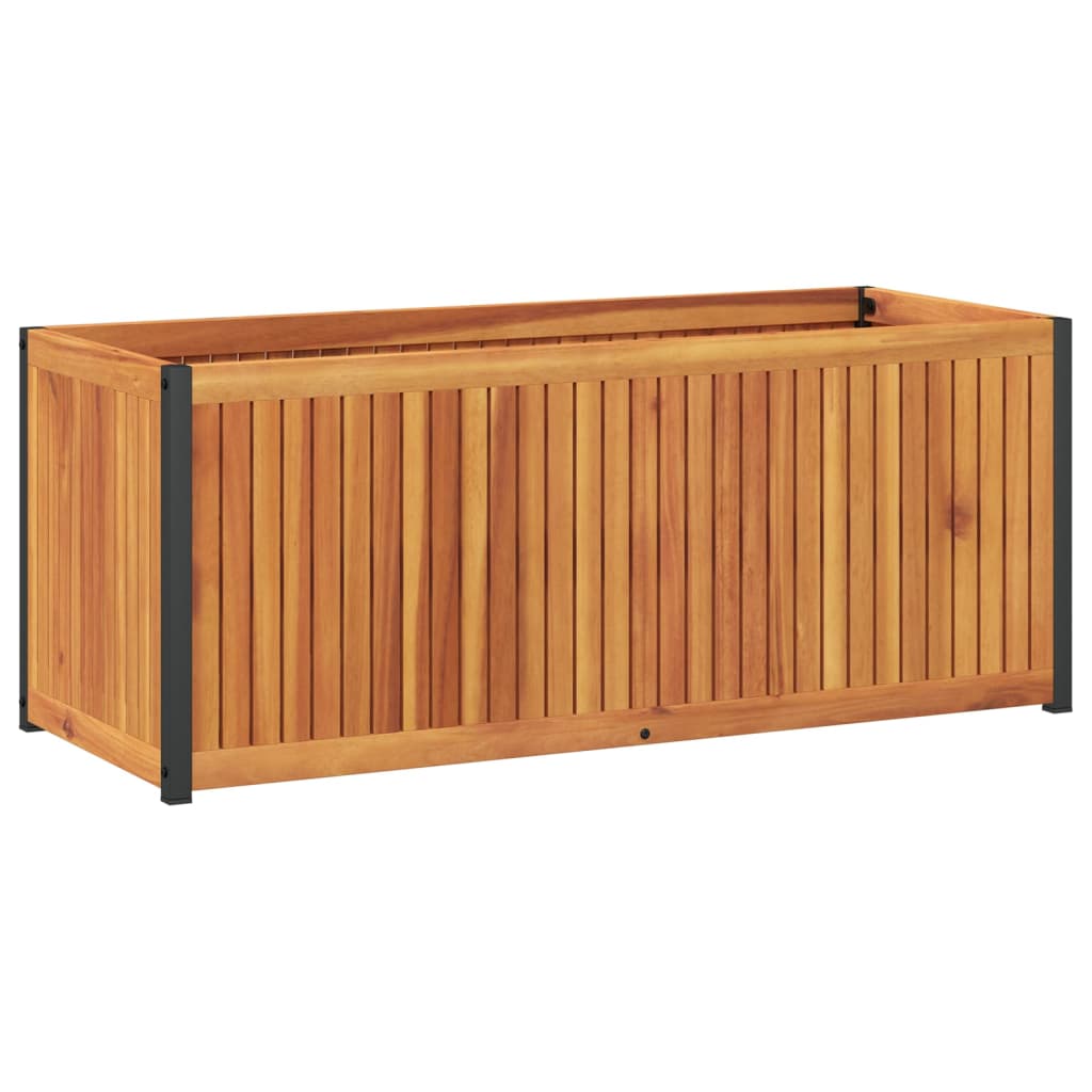 vidaXL Jardinera de madera maciza de acacia y acero 110x45x44 cm