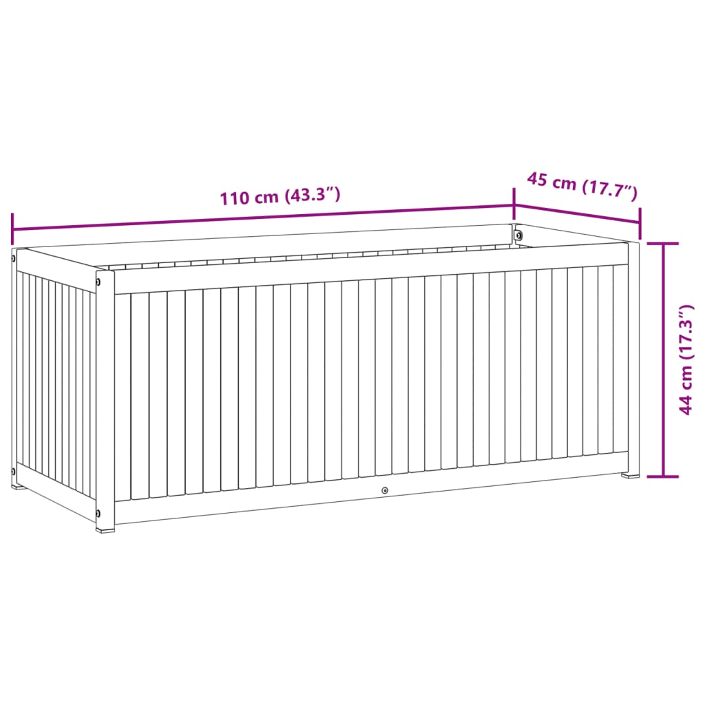 vidaXL Jardinera de madera maciza de acacia y acero 110x45x44 cm