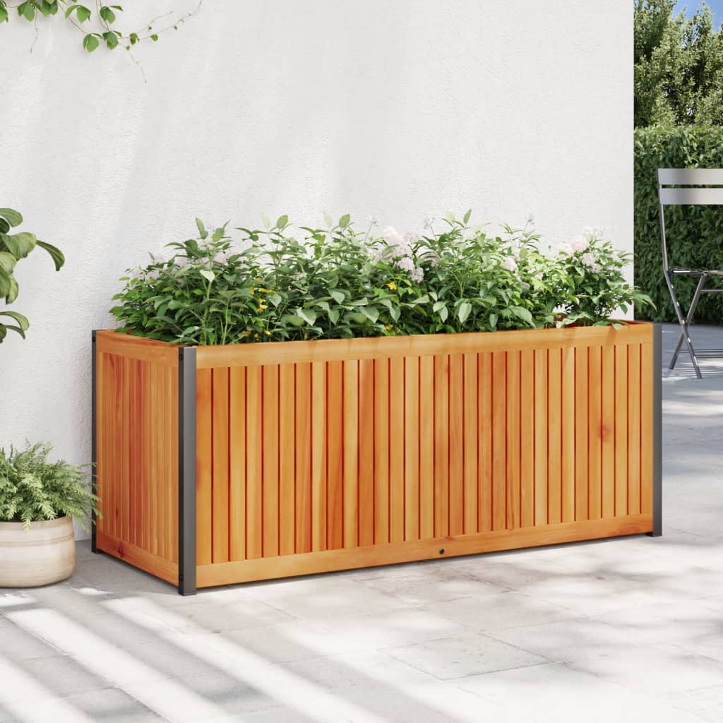 vidaXL Jardinera de madera maciza de acacia y acero 110x45x44 cm