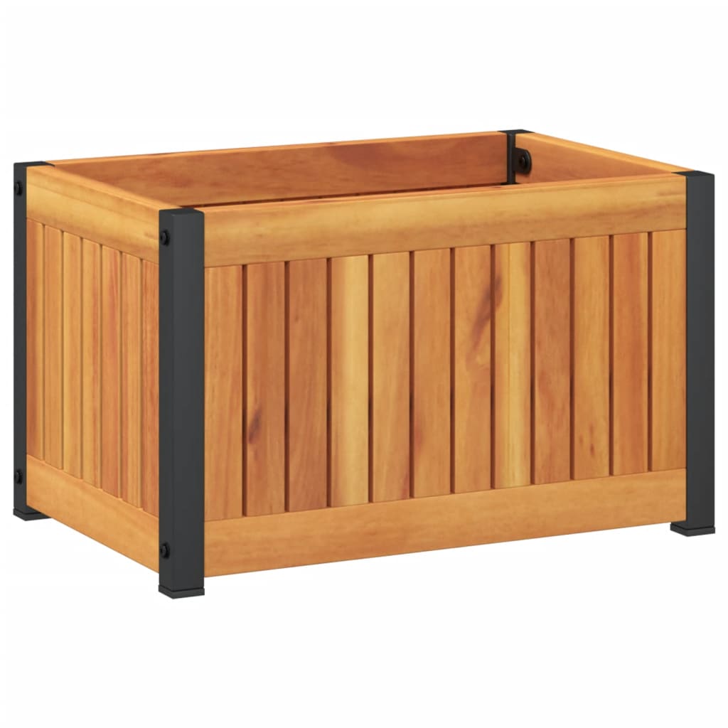 vidaXL Jardinera de madera maciza de acacia y acero 45x30x27,5 cm