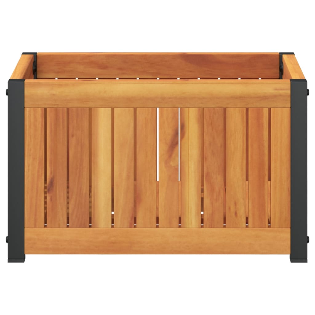 vidaXL Jardinera de madera maciza de acacia y acero 45x30x27,5 cm