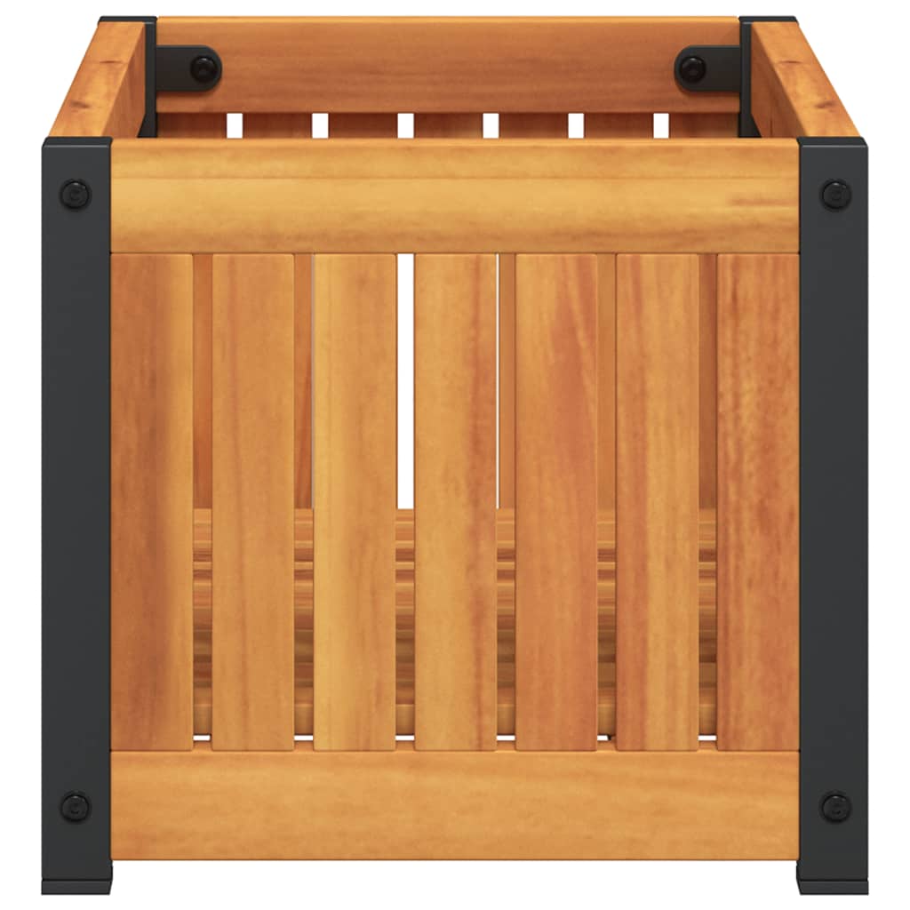 vidaXL Jardinera de madera maciza de acacia y acero 45x30x27,5 cm