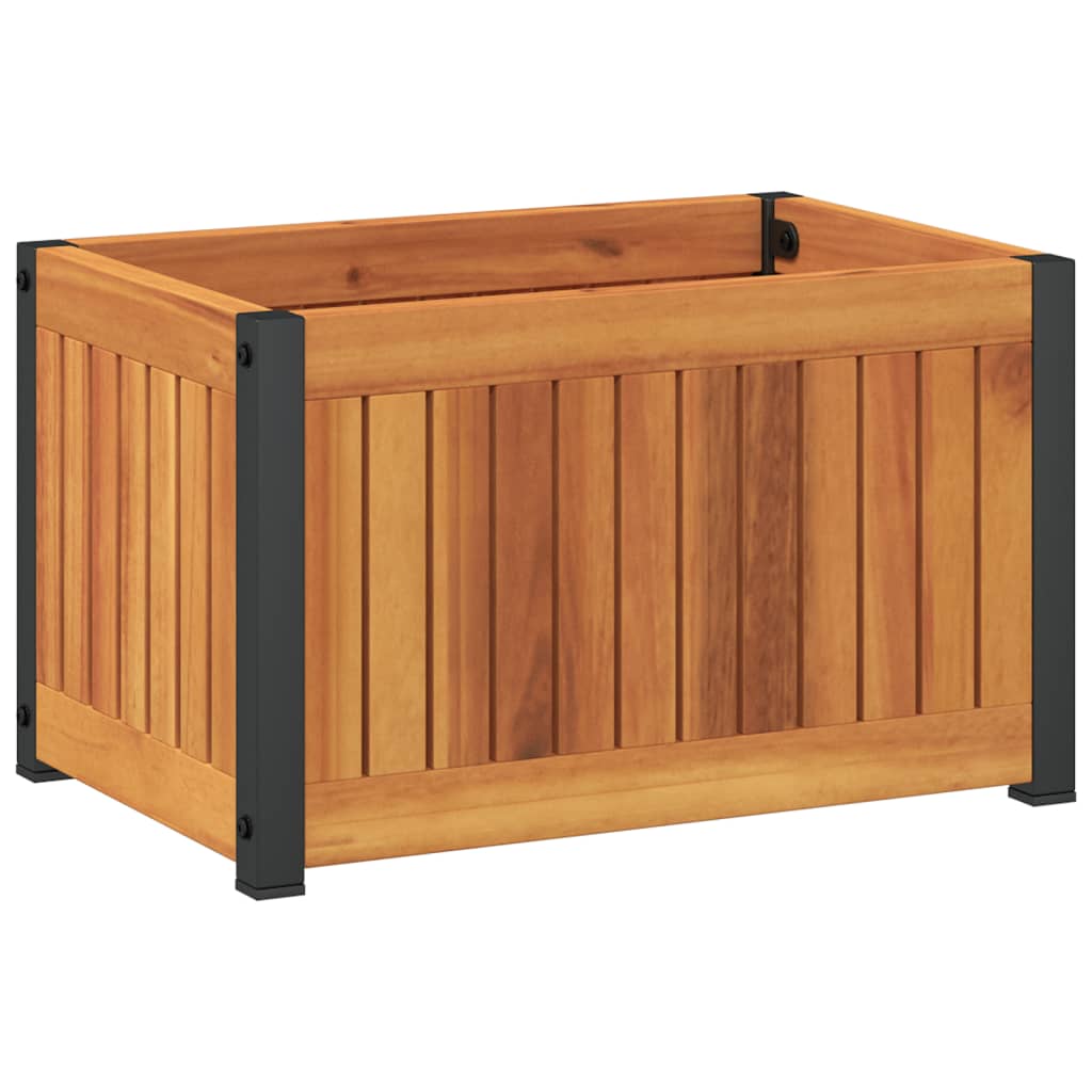 vidaXL Jardinera de madera maciza de acacia y acero 45x30x27,5 cm