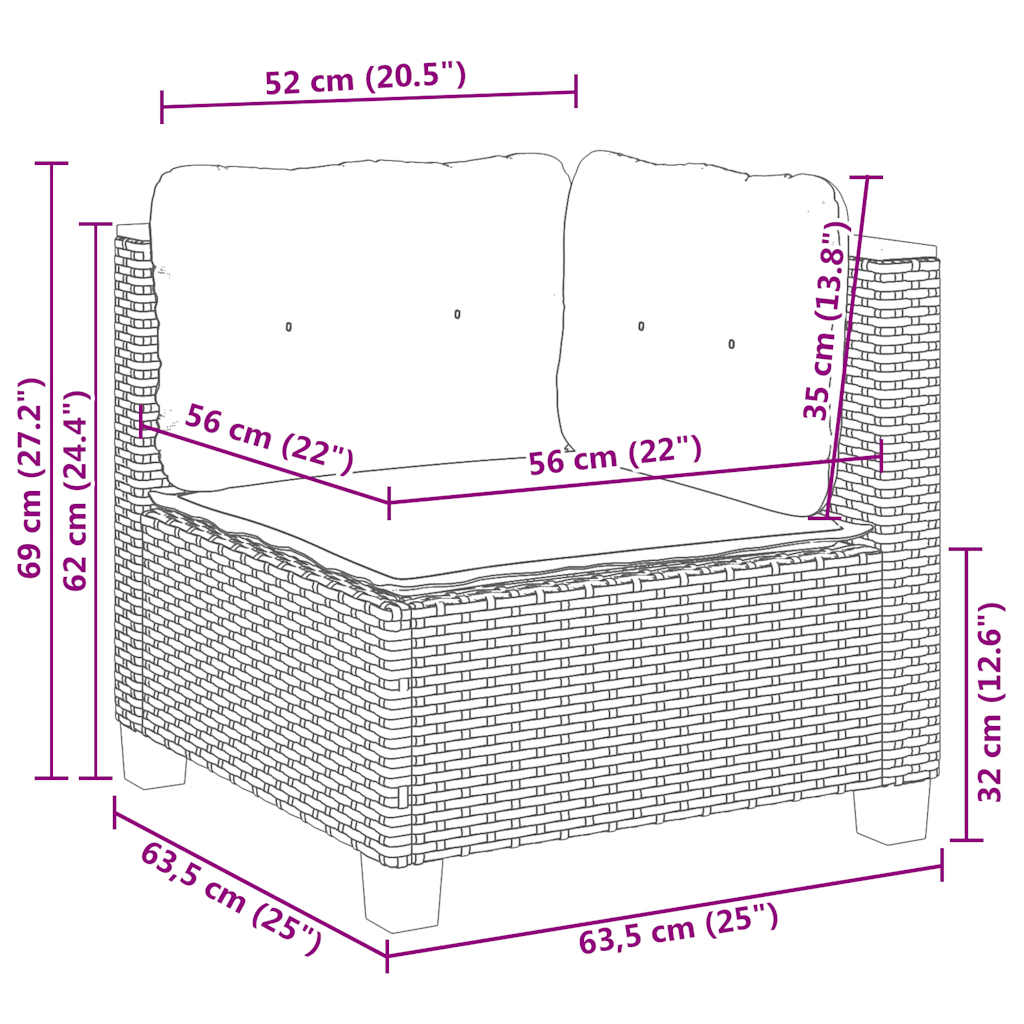 vidaXL Set sofás de jardín 7 piezas y cojines ratán sintético beige