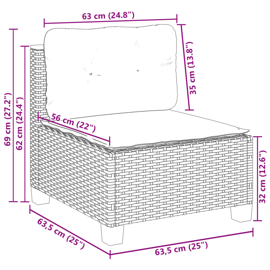 vidaXL Set de sofás de jardín 4 pzas y cojines ratán sintético gris