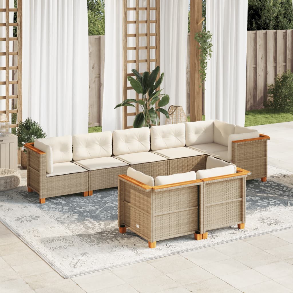 vidaXL Set de sofás de jardín y cojines 8 piezas ratán sintético beige