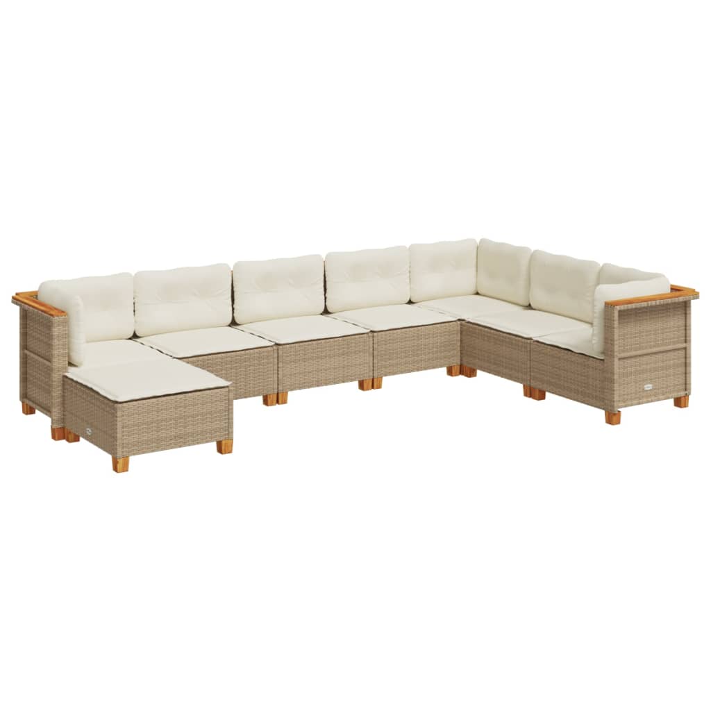 vidaXL Set de sofás de jardín y cojines 8 piezas ratán sintético beige