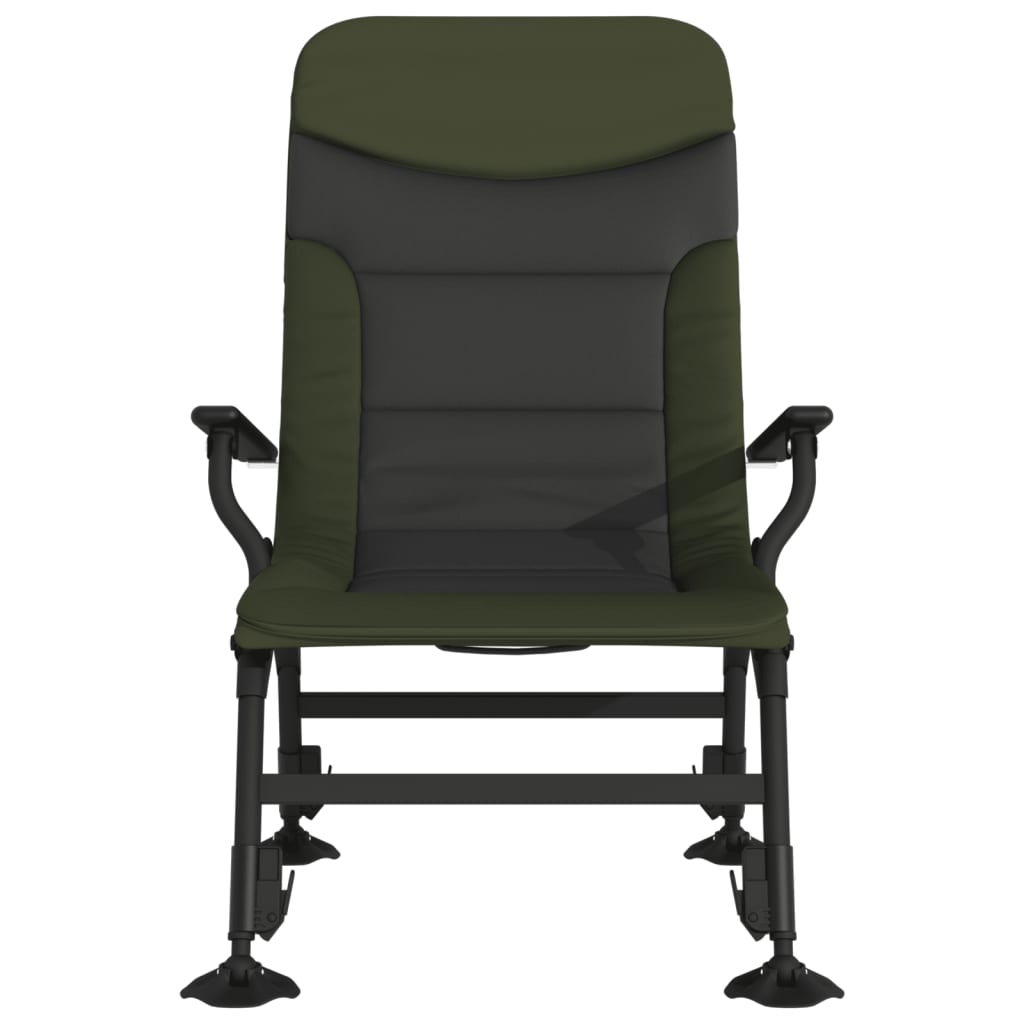 vidaXL Silla de pesca con reposabrazos plegable verde