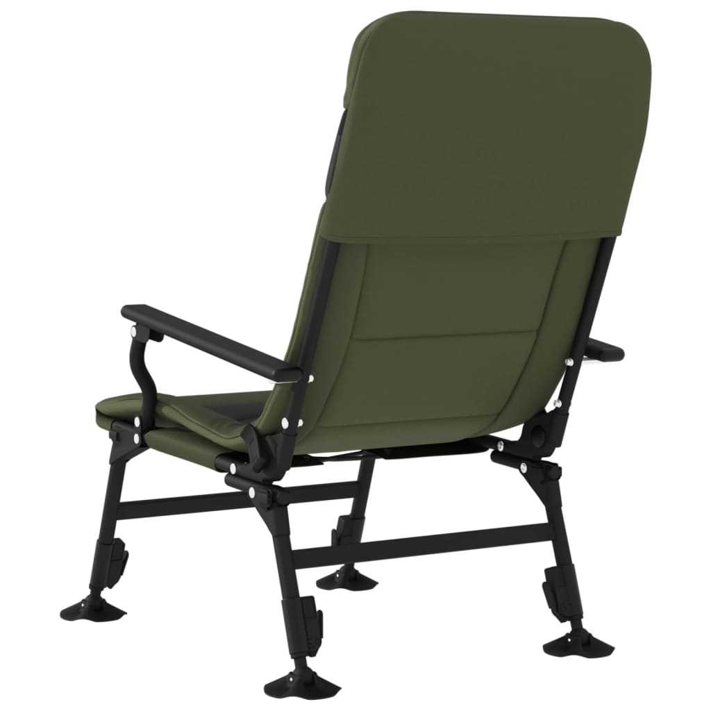 vidaXL Silla de pesca con reposabrazos plegable verde