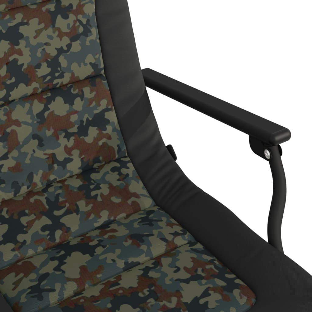 vidaXL Silla de pesca con reposabrazos plegable camuflaje