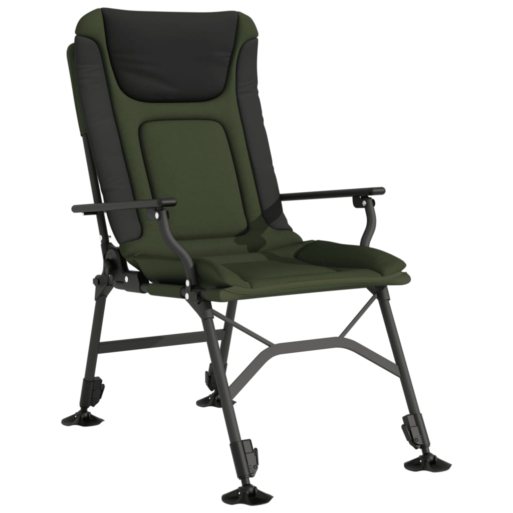 vidaXL Silla de pesca con reposabrazos plegable verde