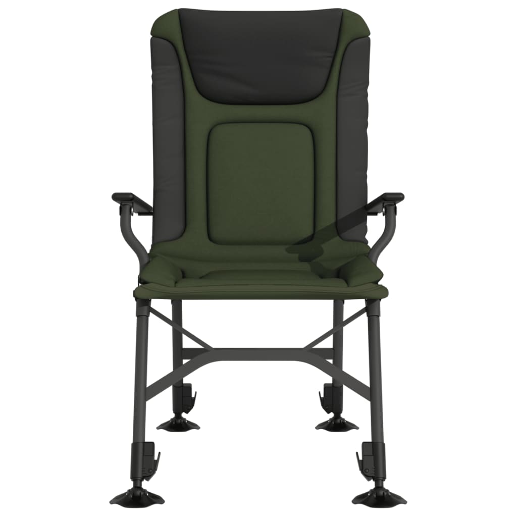 vidaXL Silla de pesca con reposabrazos plegable verde