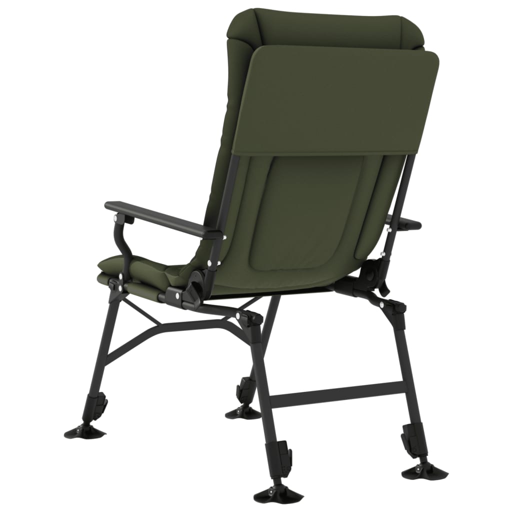 vidaXL Silla de pesca con reposabrazos plegable verde