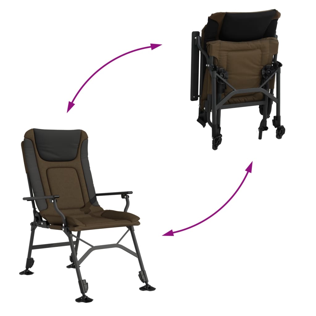 vidaXL Silla de pesca con reposabrazos plegable taupe