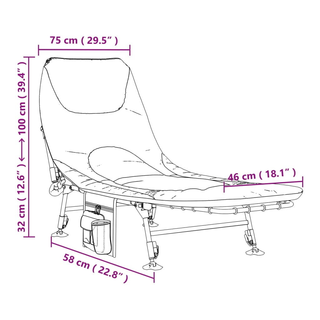 vidaXL Tumbona de pesca con patas para barro ajustable plegable verde