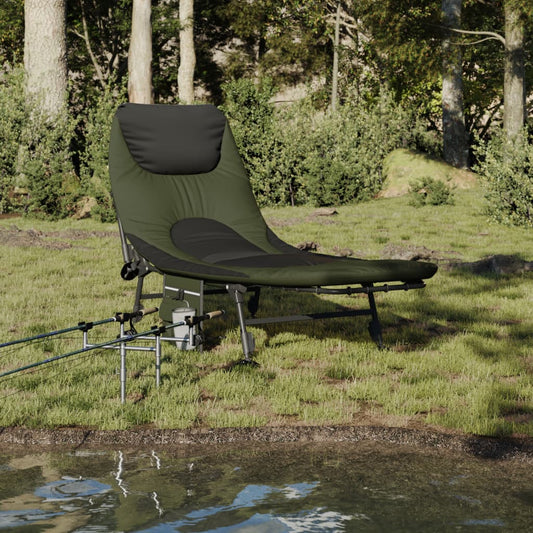 vidaXL Tumbona de pesca con patas para barro ajustable plegable verde