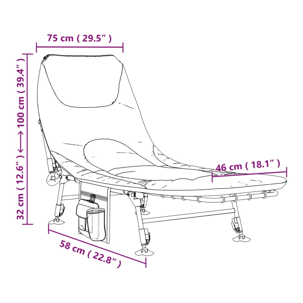 vidaXL Tumbona de pesca patas para barro ajustables plegable camuflaje