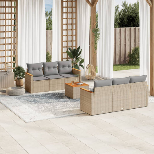 vidaXL Set sofás de jardín 7 piezas y cojines ratán sintético beige