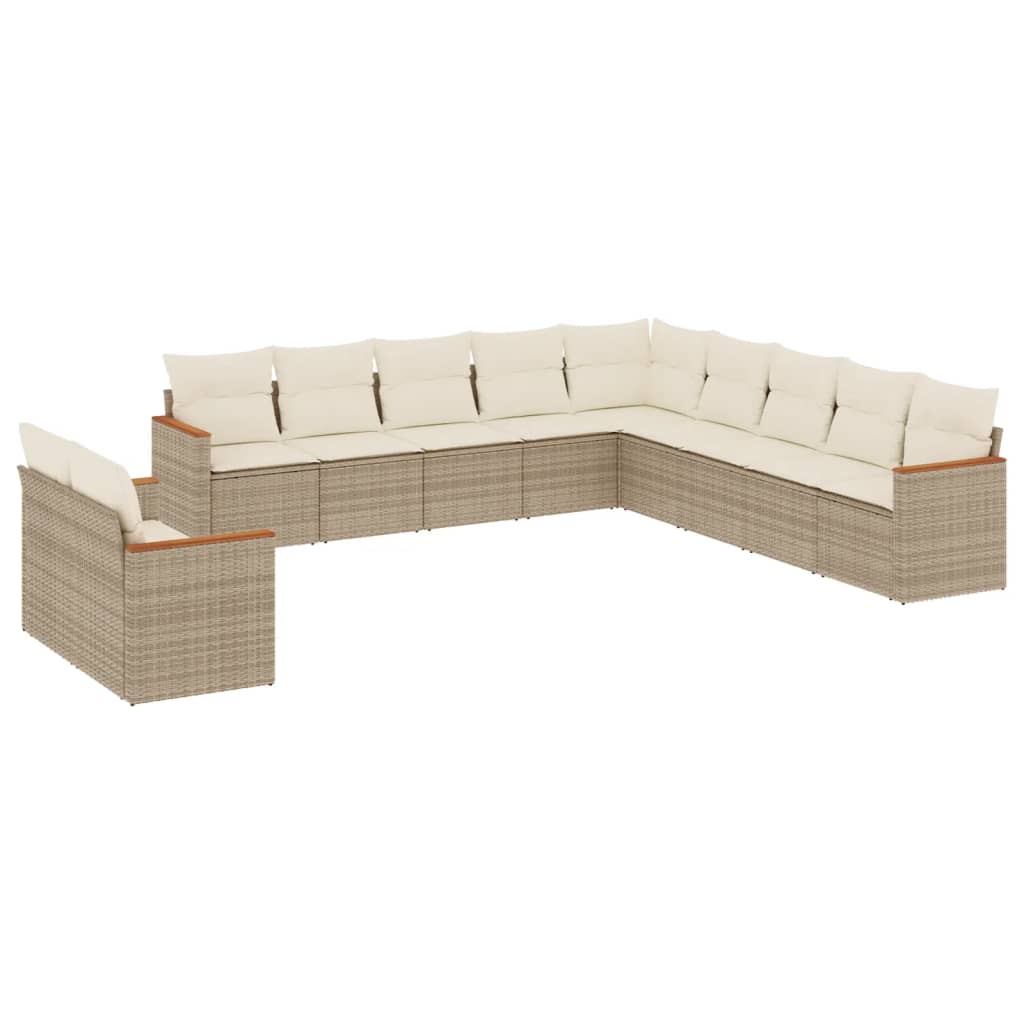 vidaXL Set de sofás de jardín 11pzas con cojines ratán sintético beige