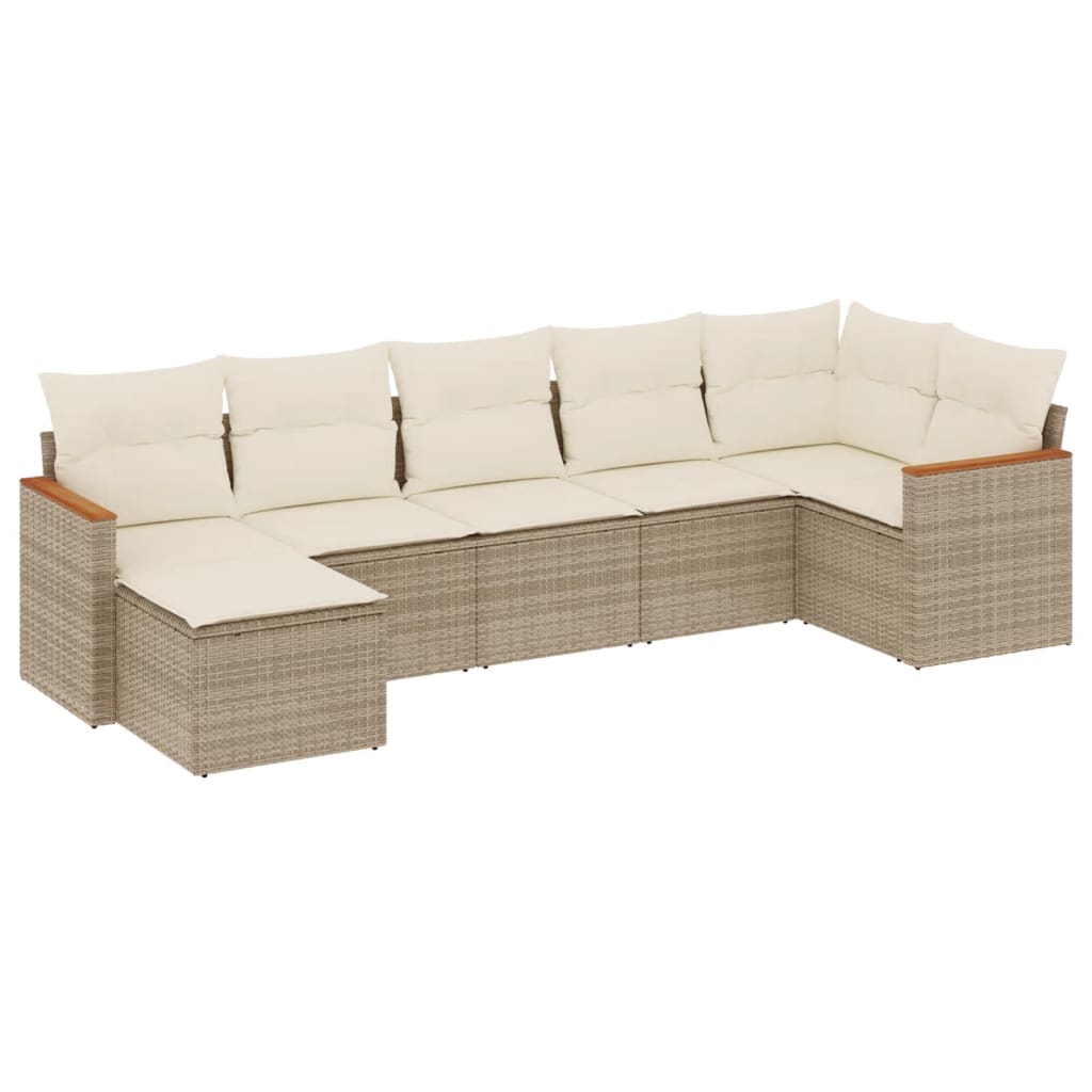 vidaXL Set sofás de jardín 7 piezas y cojines ratán sintético beige