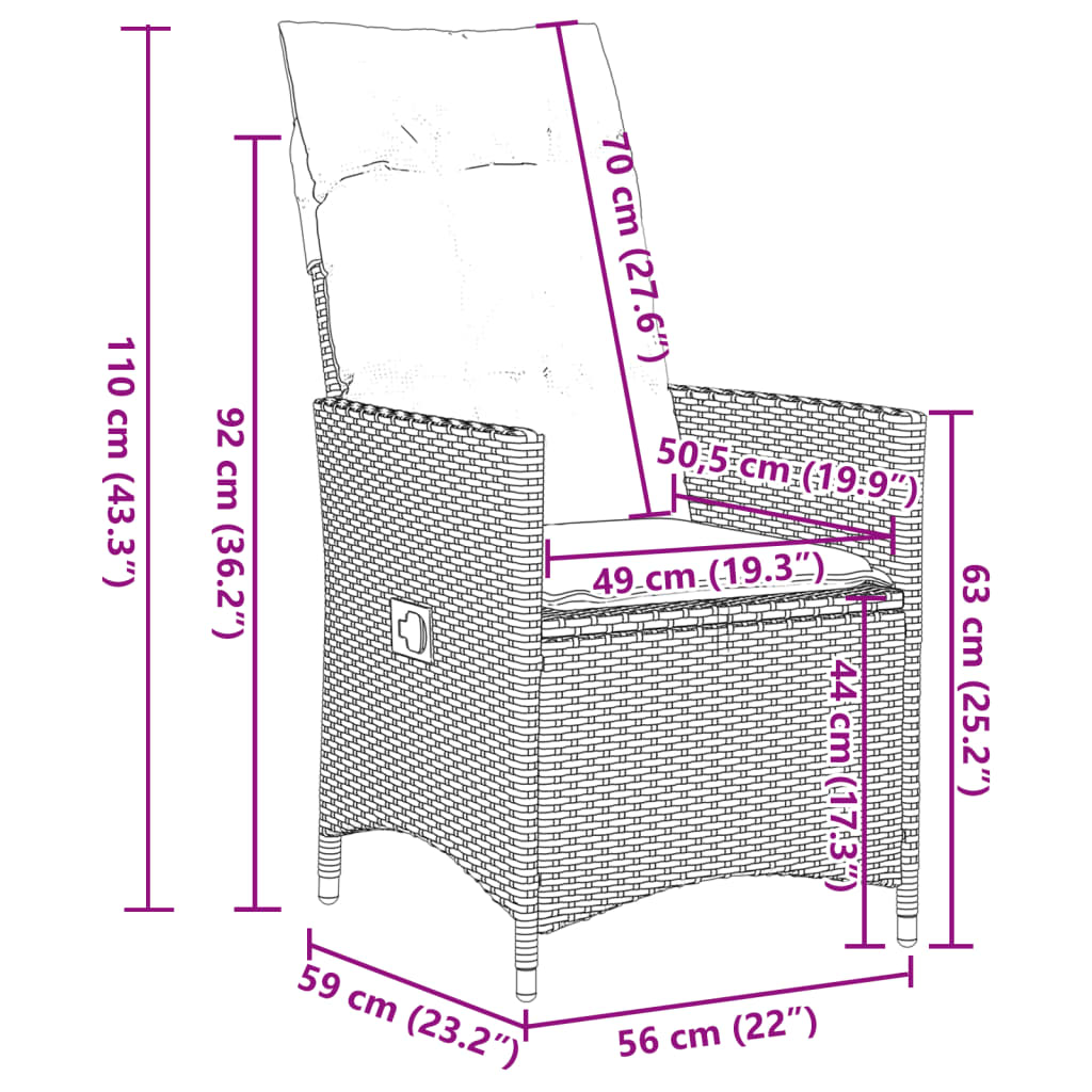 vidaXL Set comedor de jardín 5 piezas y cojines ratán sintético marrón