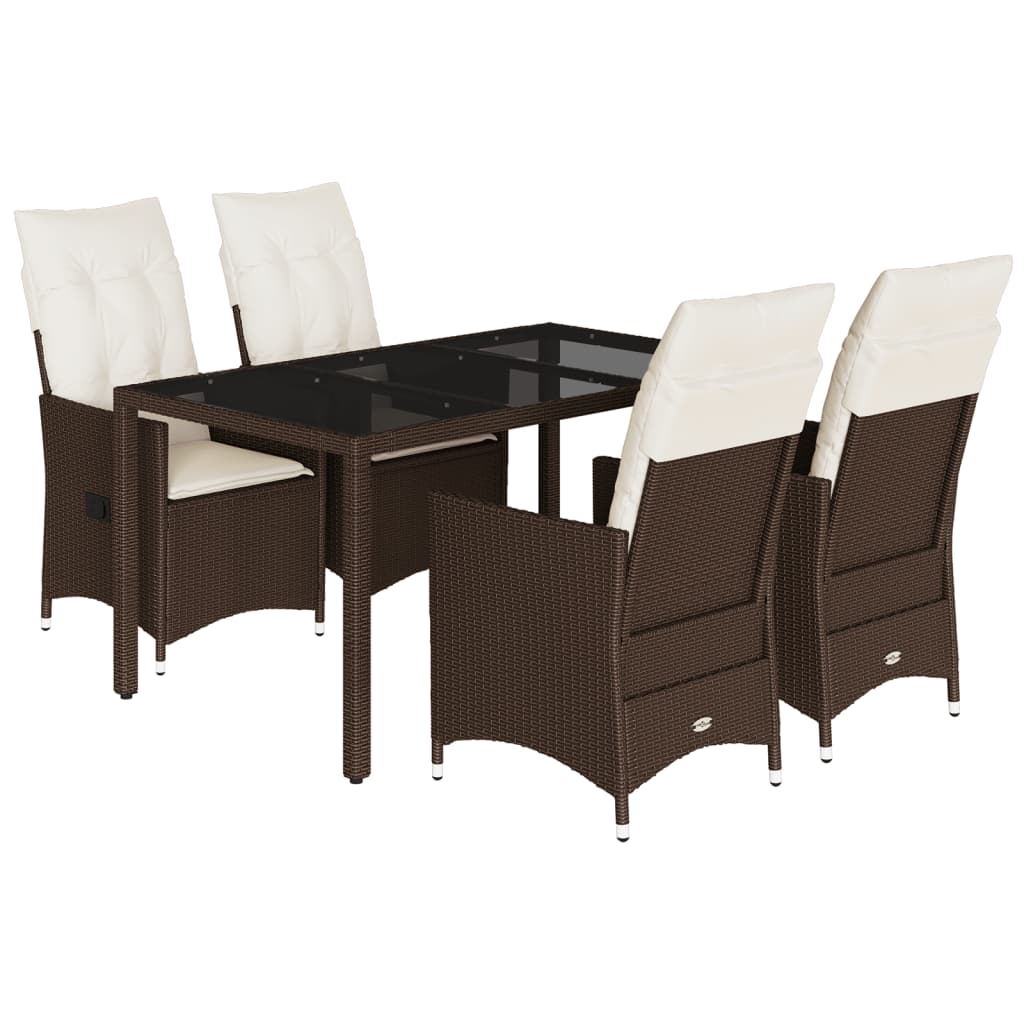 vidaXL Set comedor de jardín 5 piezas y cojines ratán sintético marrón