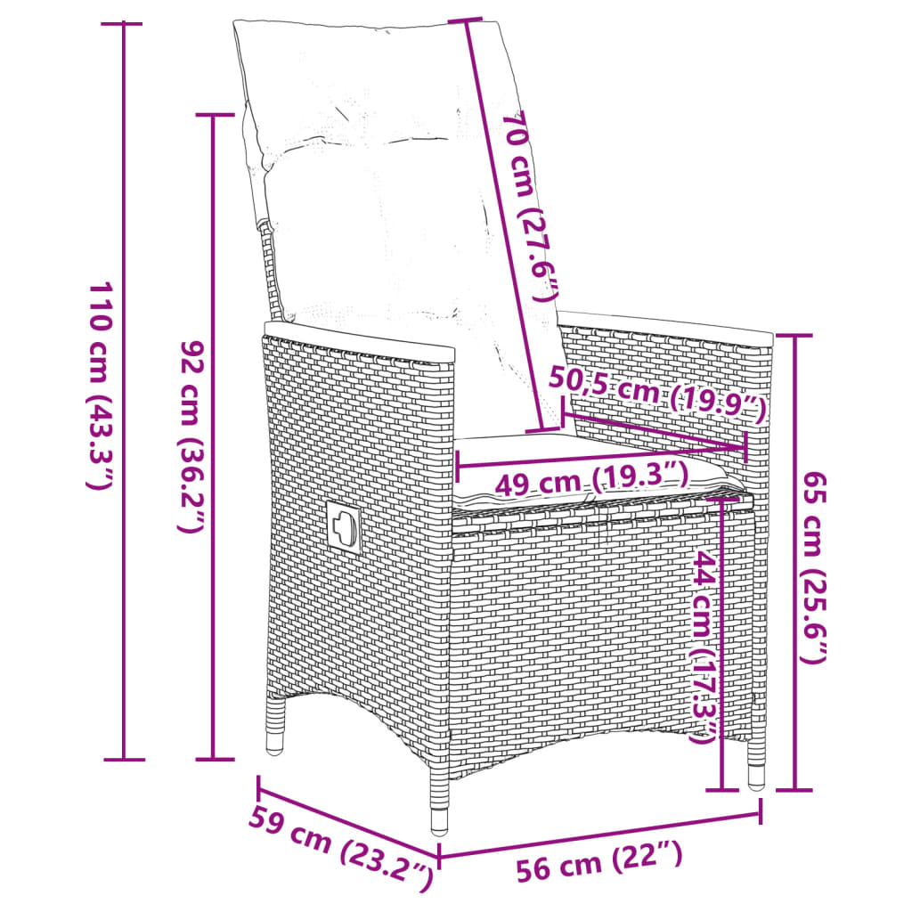 vidaXL Set de comedor de jardín 9 pzas y cojines ratán sintético negro