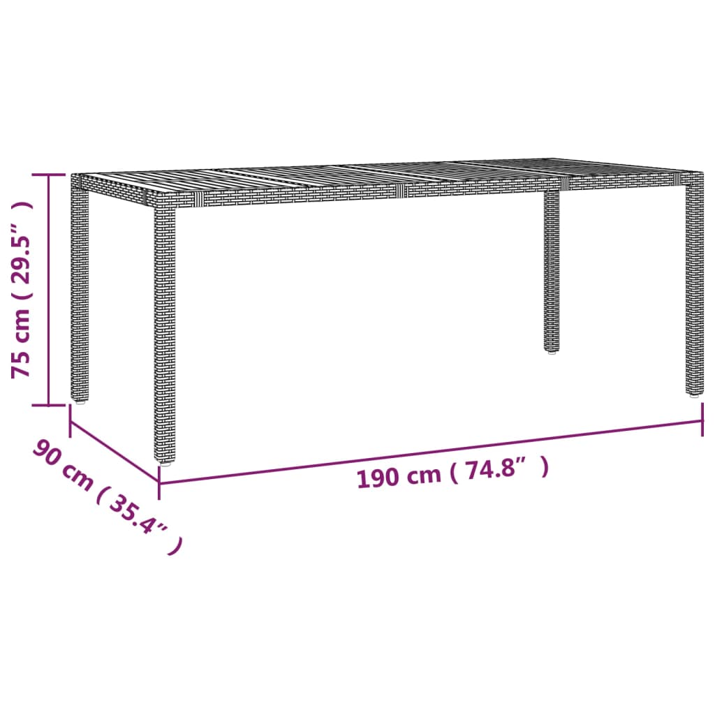 vidaXL Set de comedor de jardín 7 pzas y cojines ratán sintético negro