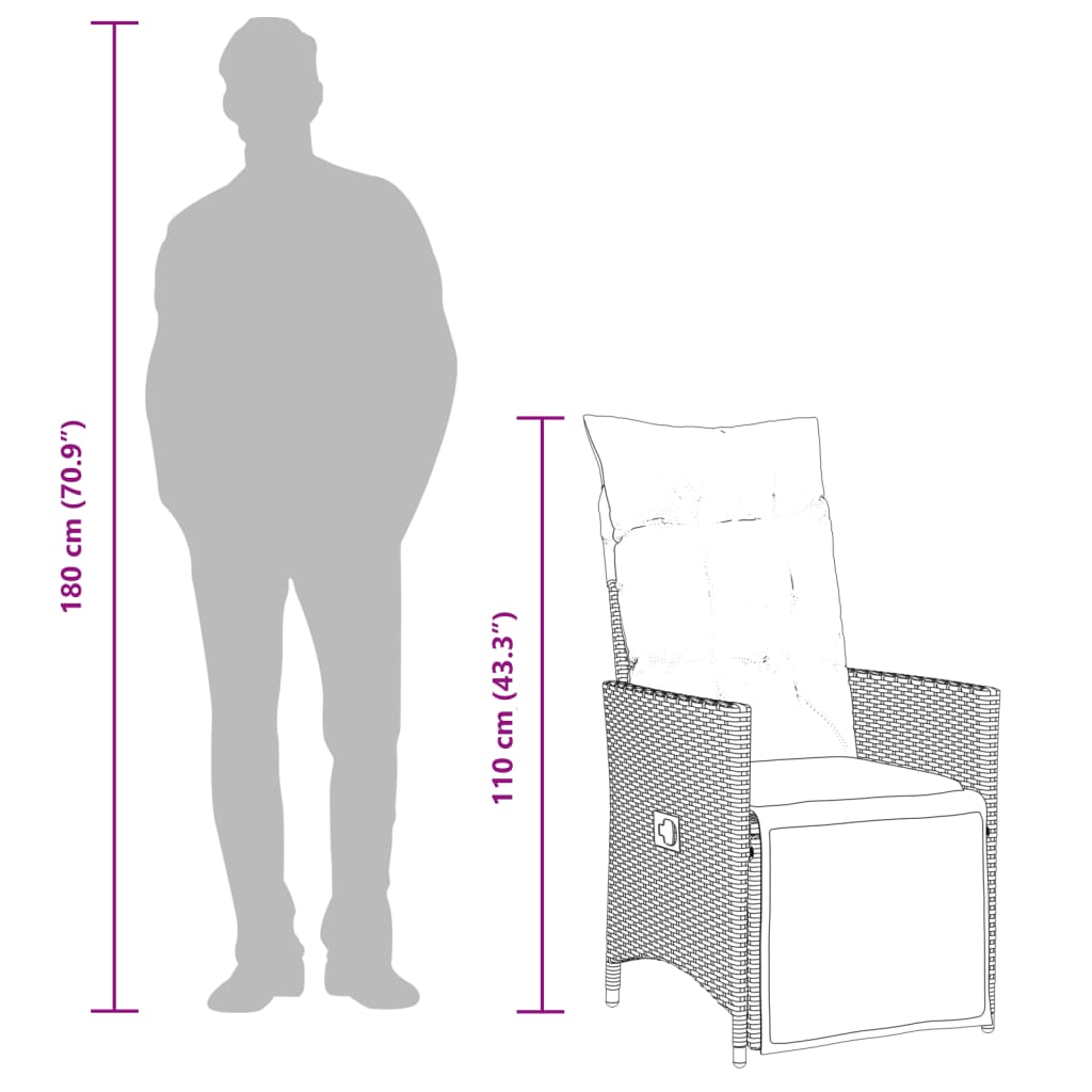 vidaXL Set de comedor de jardín 7 pzas y cojines ratán sintético negro