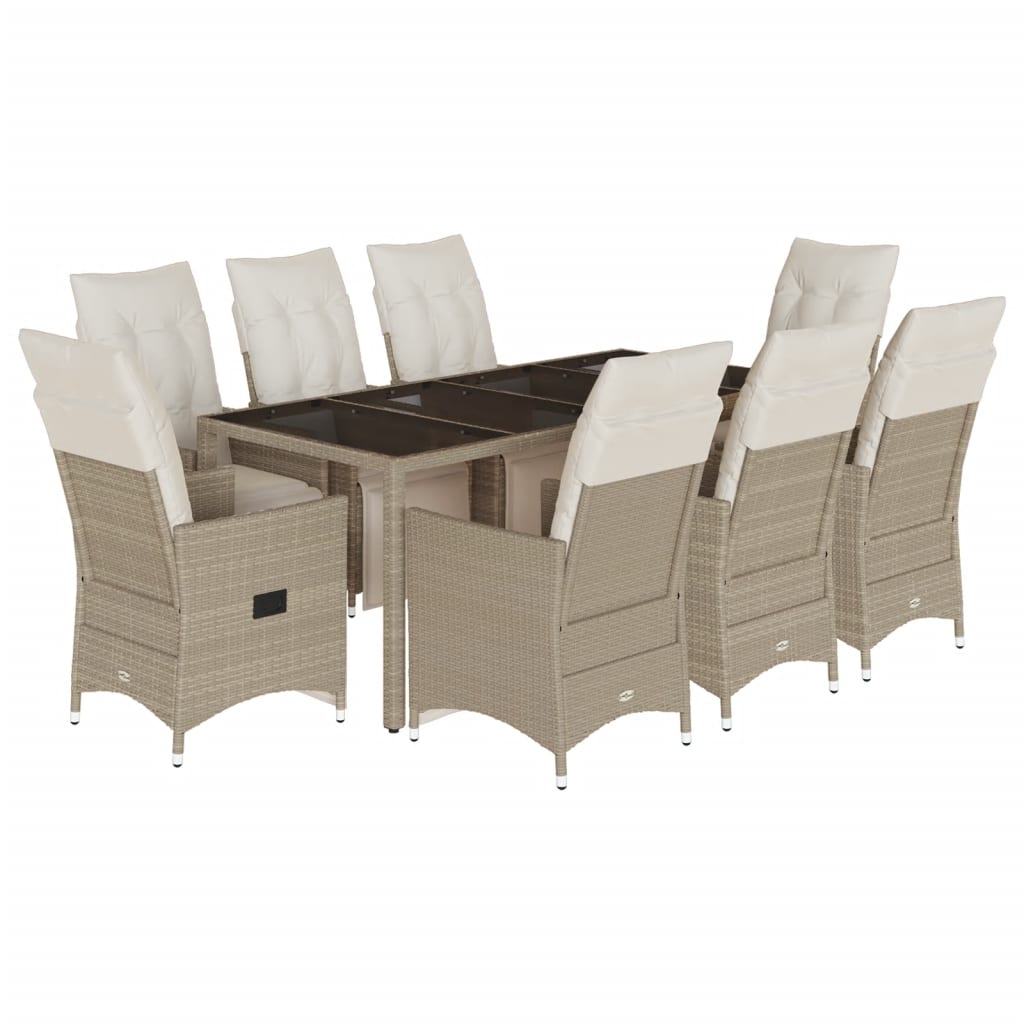 vidaXL Set de mesa y sillas de jardín 5 pzas y cojines ratán PE beige