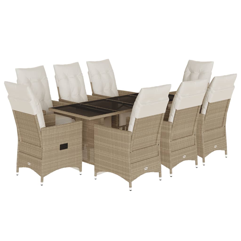 vidaXL Set de mesa y sillas de jardín 5 pzas y cojines ratán PE beige