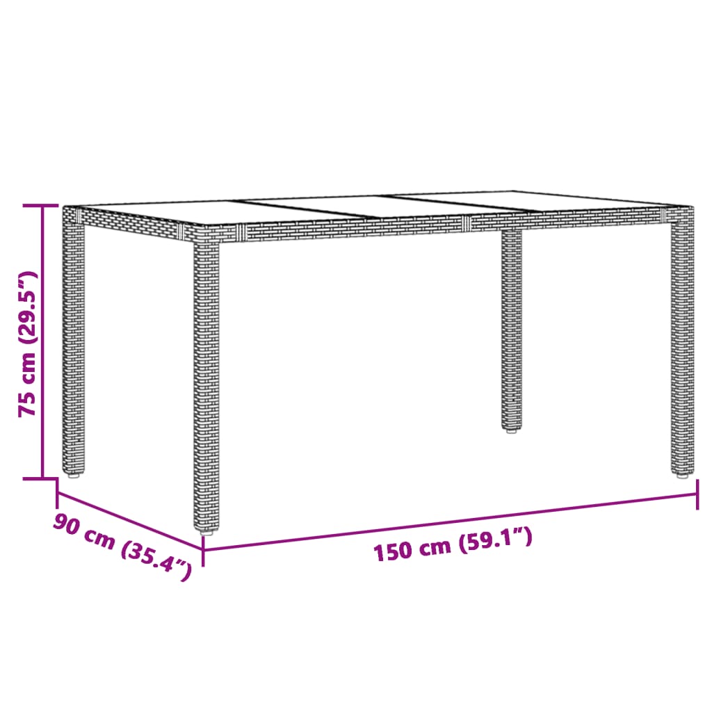 vidaXL Set de mesa y sillas de jardín 7 pzas y cojines ratán PE negro