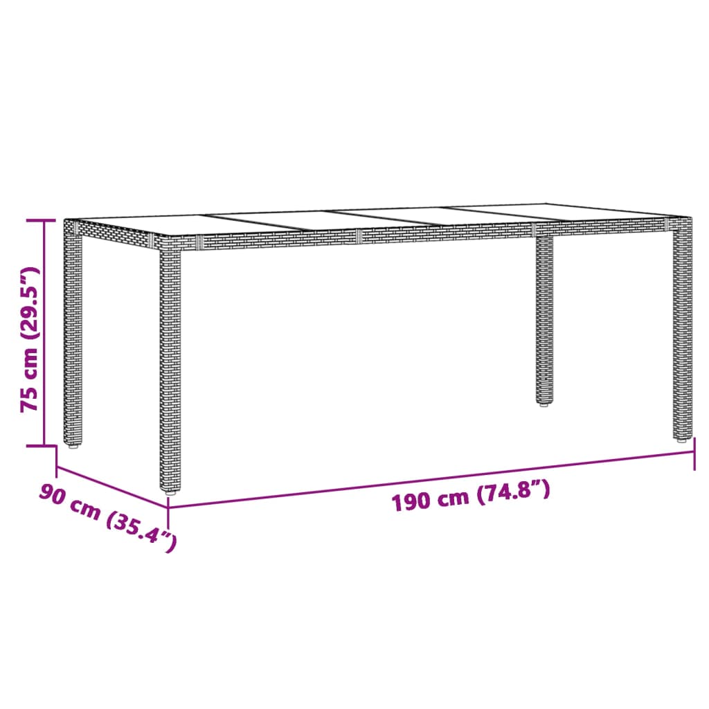 vidaXL Set de mesa y sillas de jardín 7 pzas y cojines ratán PE negro