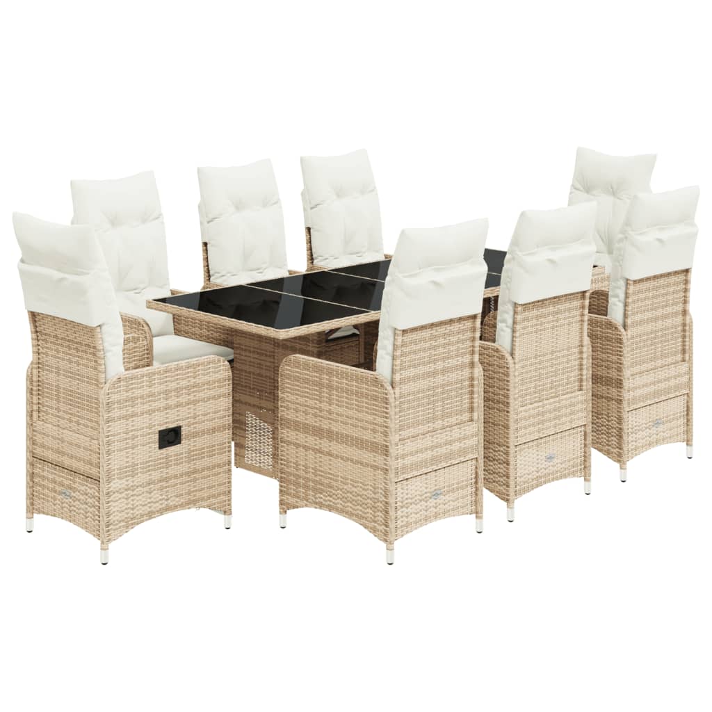 vidaXL Set de mesa y sillas de jardín 5 pzas y cojines ratán PE beige