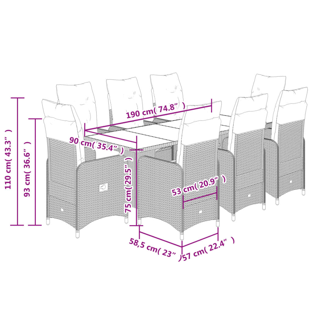 vidaXL Set de mesa y sillas de jardín 5 pzas y cojines ratán PE beige