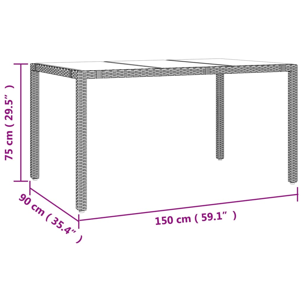 vidaXL Set de mesa y sillas jardín 7 pzas con cojines ratán PE marrón