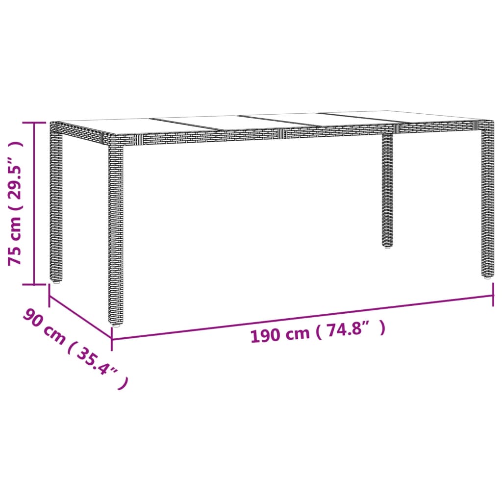 vidaXL Set de mesa y sillas jardín 7 pzas con cojines ratán PE marrón