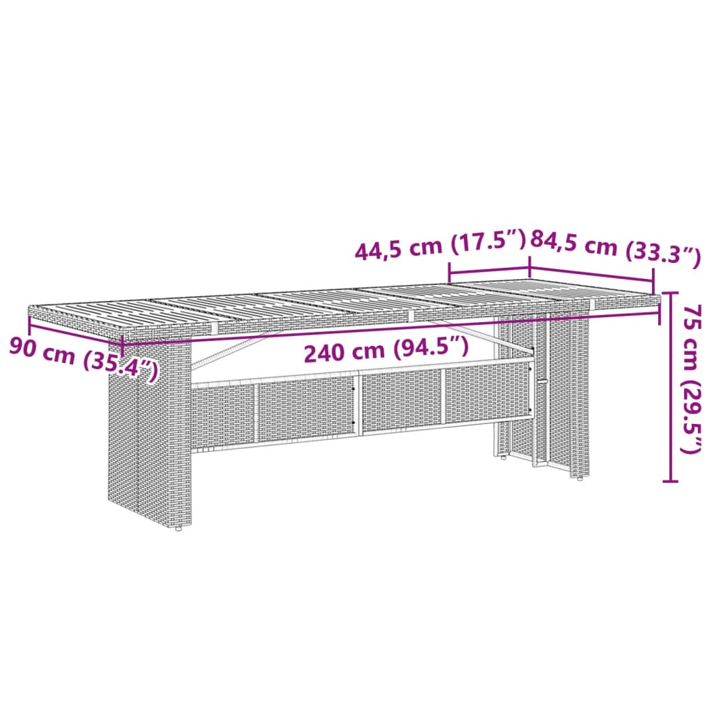 vidaXL Set de mesa y sillas de jardín y cojines 11 pzas ratán PE negro