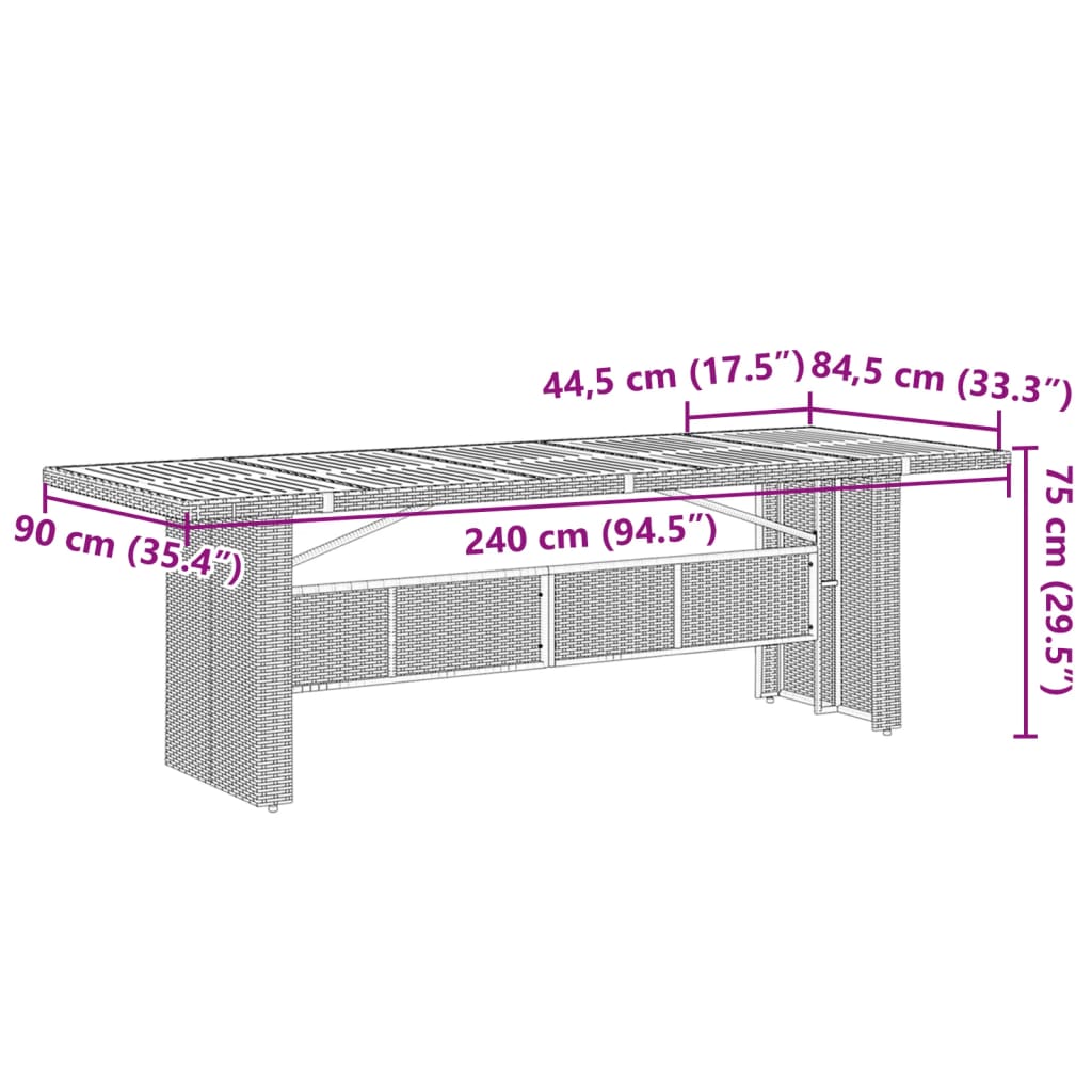 vidaXL Set de mesa y sillas de jardín 9 pzas y cojines ratán PE negro