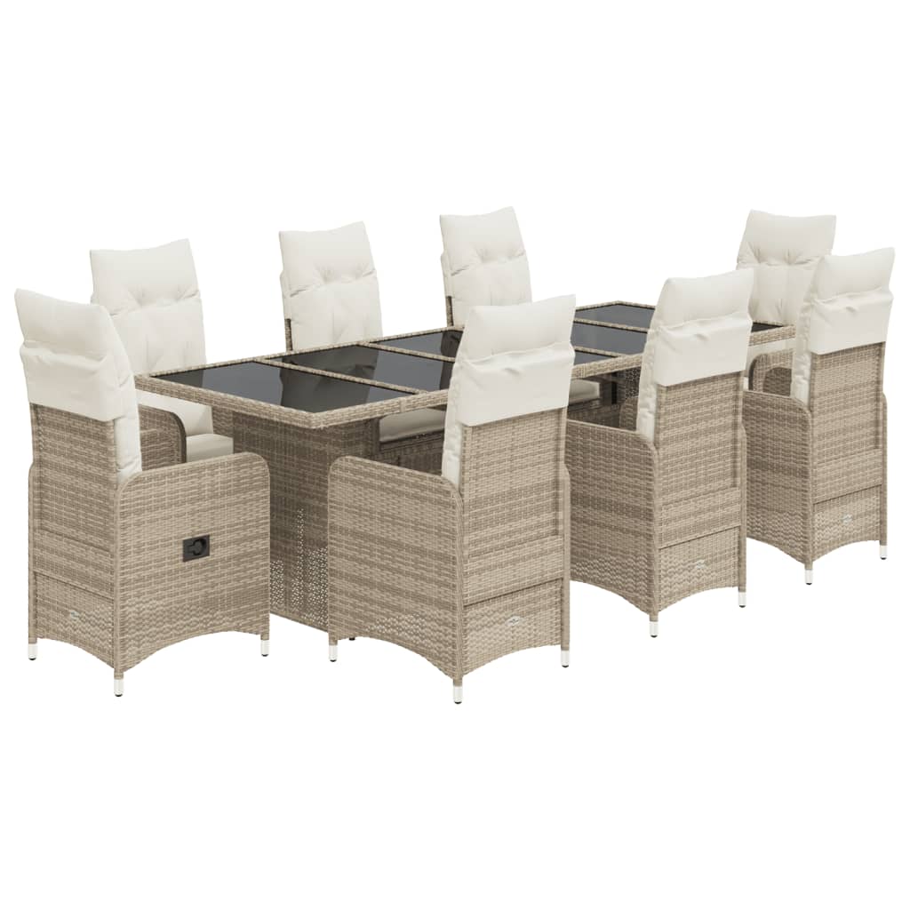 vidaXL Set de mesa y sillas de jardín 5 pzas y cojines ratán PE beige