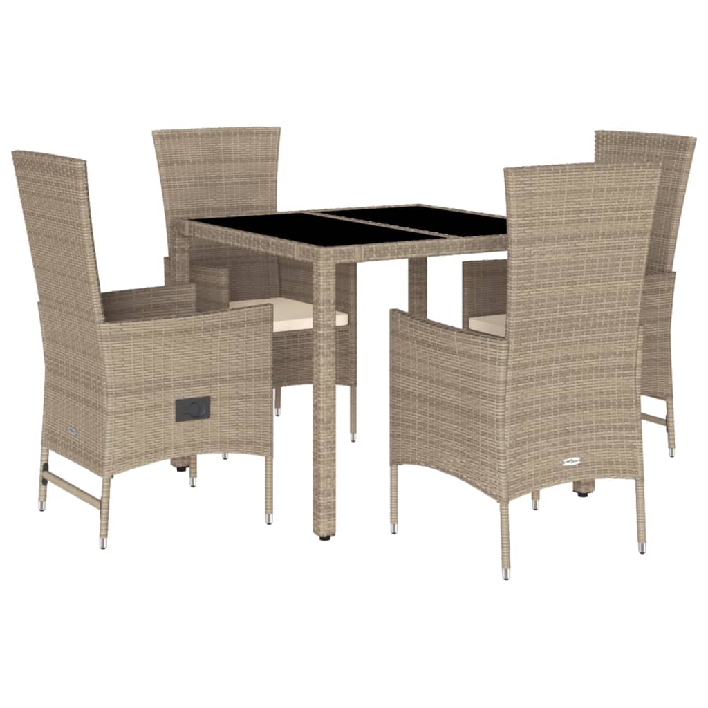 vidaXL Set comedor de jardín 5 pzas con cojines ratán sintético beige