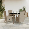 vidaXL Set comedor de jardín 5 pzas con cojines ratán sintético beige