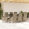 vidaXL Set comedor de jardín 9 pzas con cojines ratán sintético beige