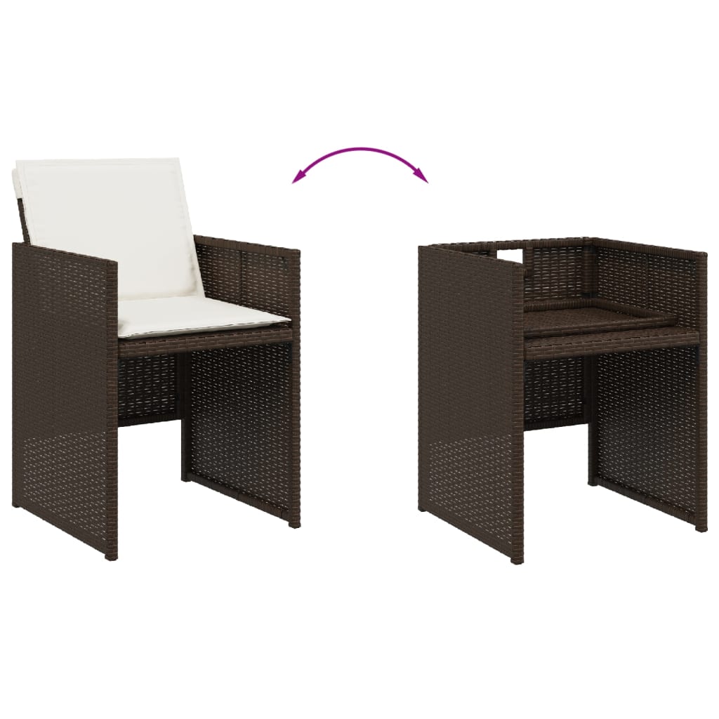 vidaXL Set comedor de jardín 5 piezas y cojines ratán sintético marrón