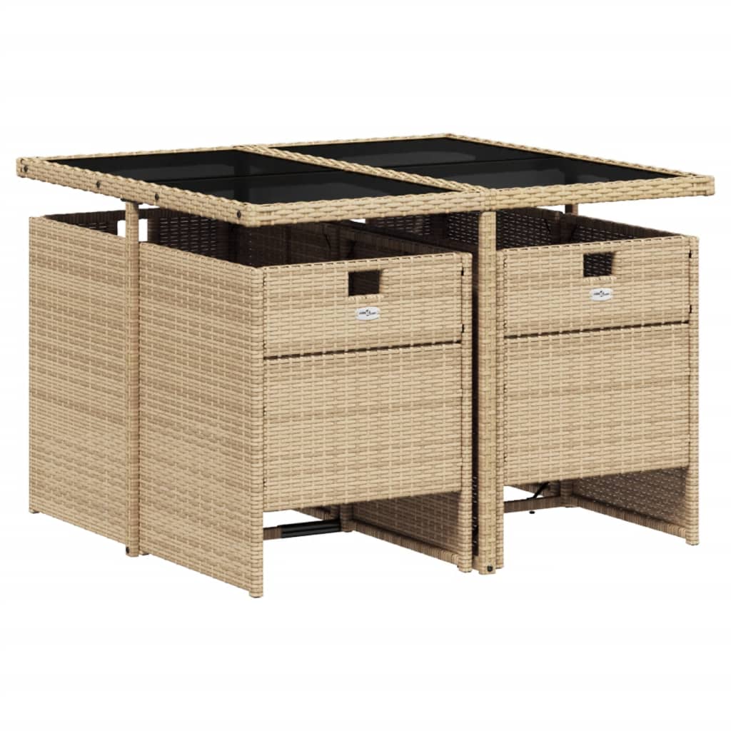 vidaXL Set comedor de jardín 5 pzas con cojines ratán sintético beige