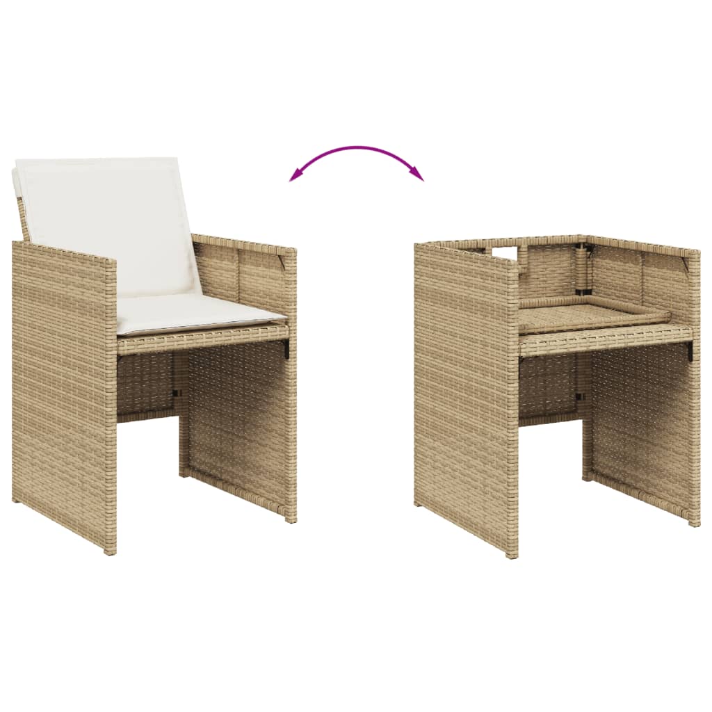 vidaXL Set comedor de jardín 5 pzas con cojines ratán sintético beige