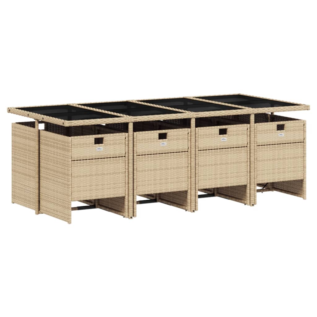 vidaXL Set comedor de jardín 9 pzas con cojines ratán sintético beige