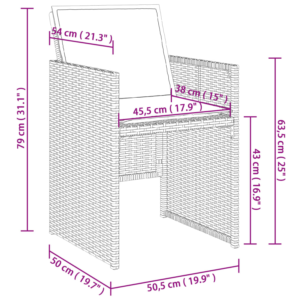 vidaXL Set comedor de jardín 9 pzas con cojines ratán sintético beige