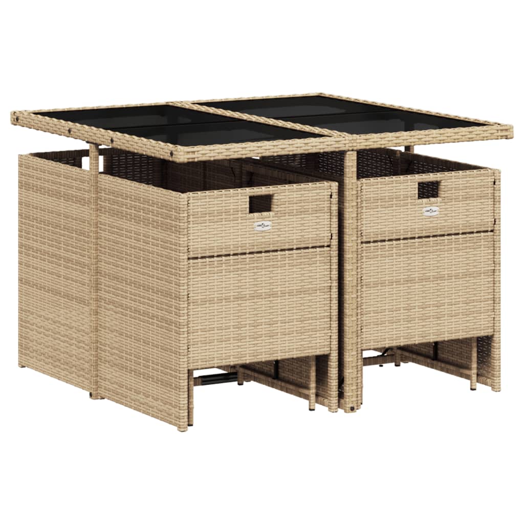 vidaXL Set comedor de jardín 9 pzas con cojines ratán sintético beige