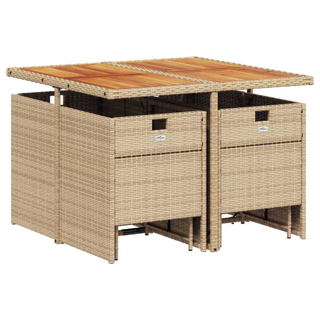 vidaXL Set comedor de jardín 9 pzas con cojines ratán sintético beige